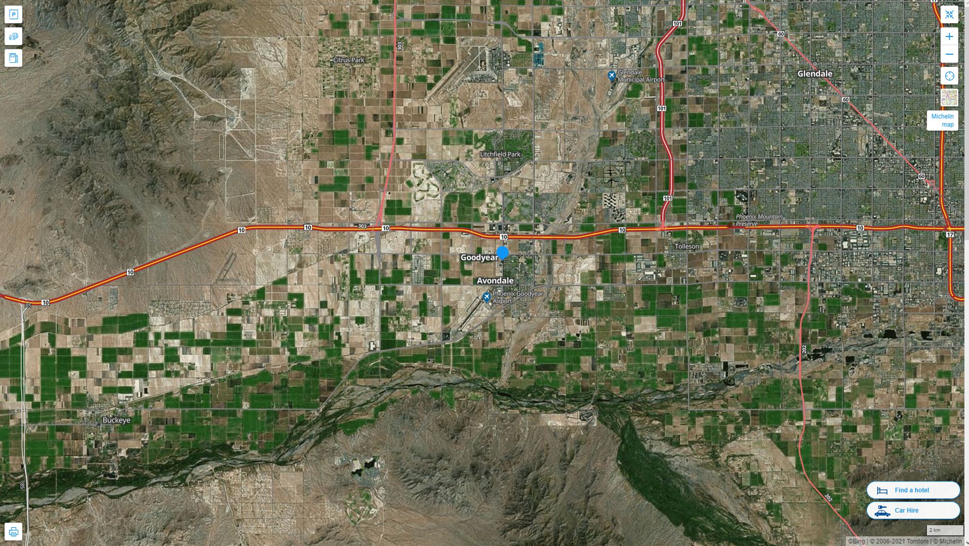 Goodyear Arizona Highway and Road Map with Satellite View